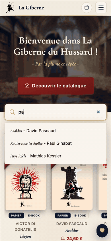 Vue mobile : Éditions La Giberne